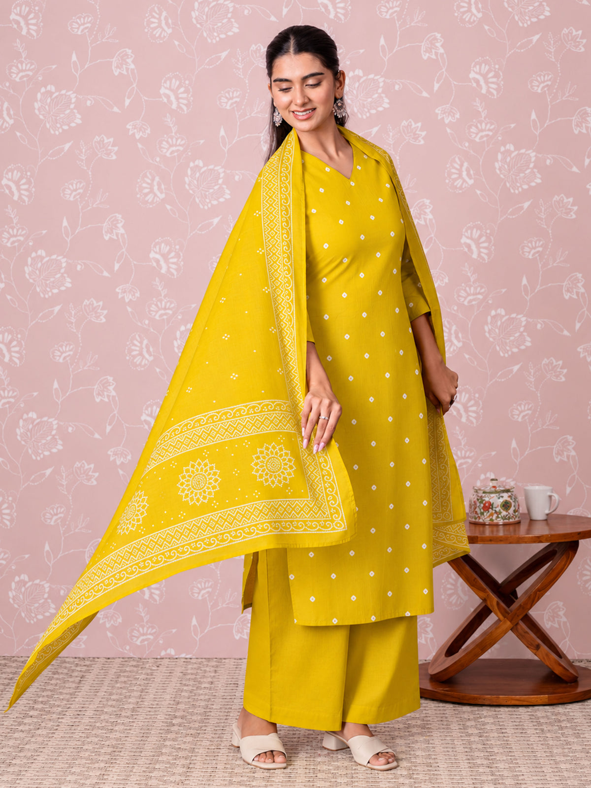 Cotton Voile Bandhani Green Dupatta