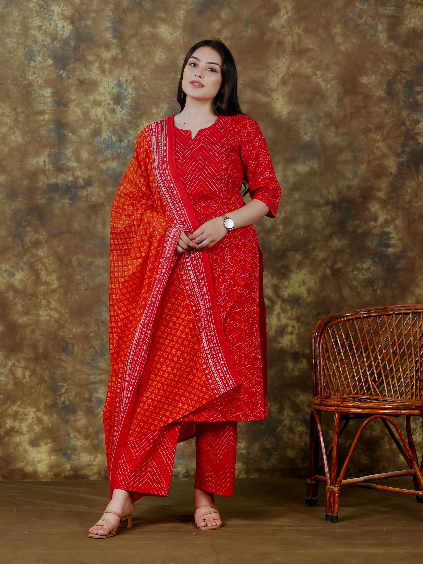 Cotton Voile Butti Red Dupatta