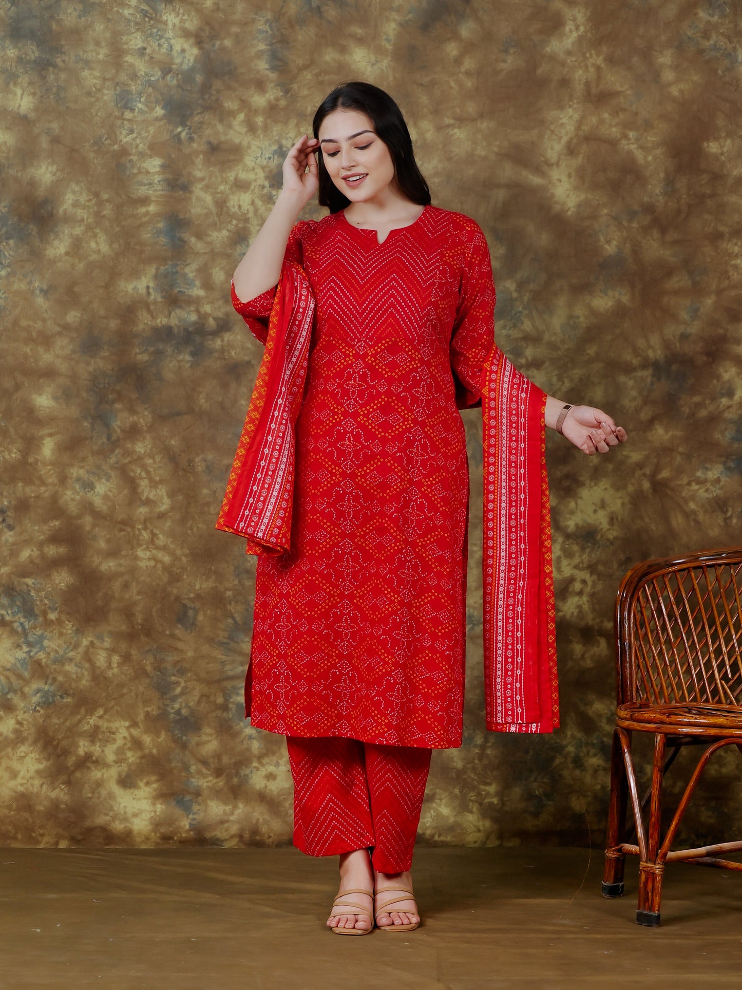 Cotton Voile Butti Red Dupatta