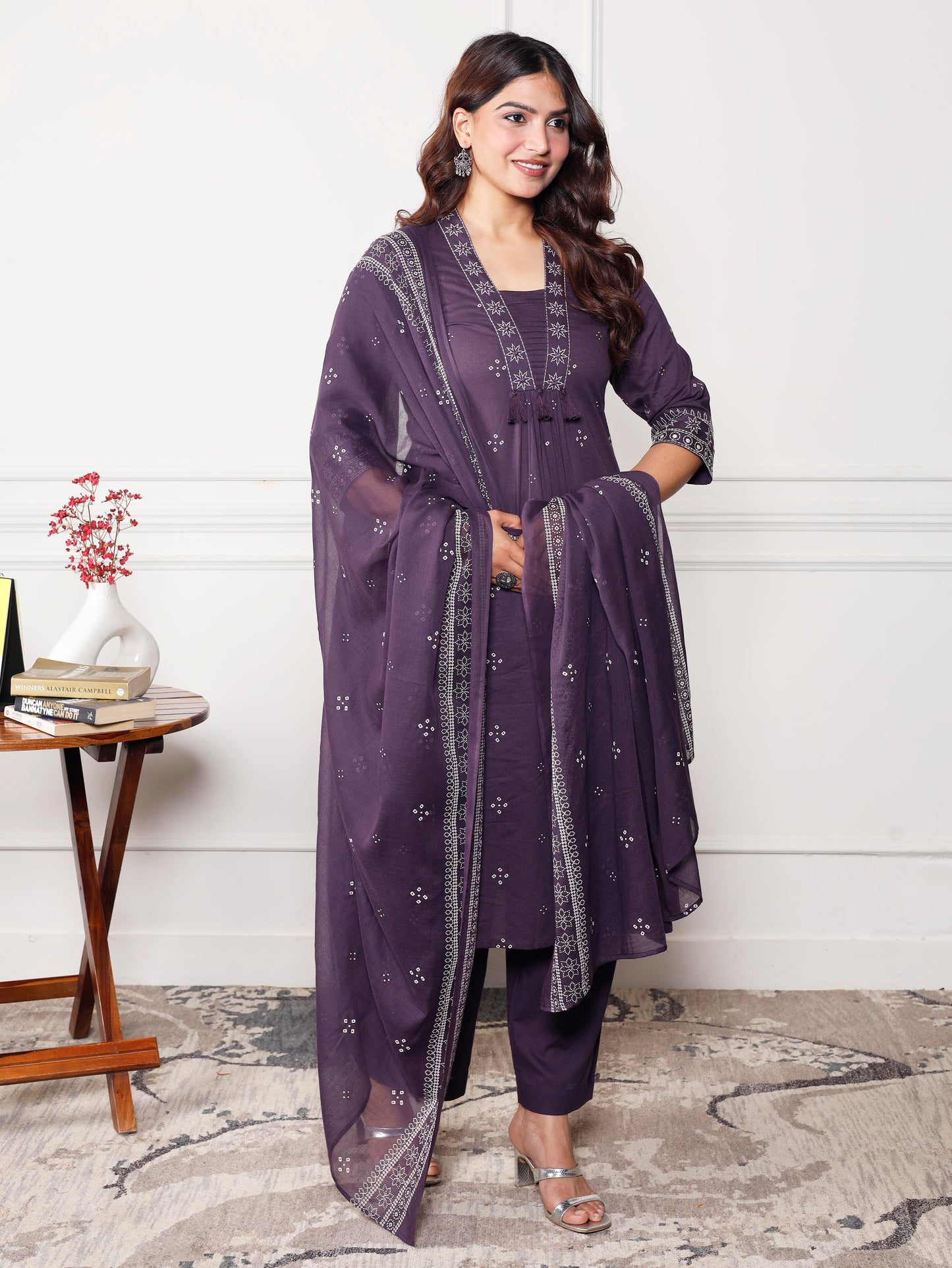 Cotton voile Bandhani Purple Dupatta