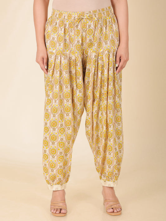 Soft Cotton Floral Yellow Salwar