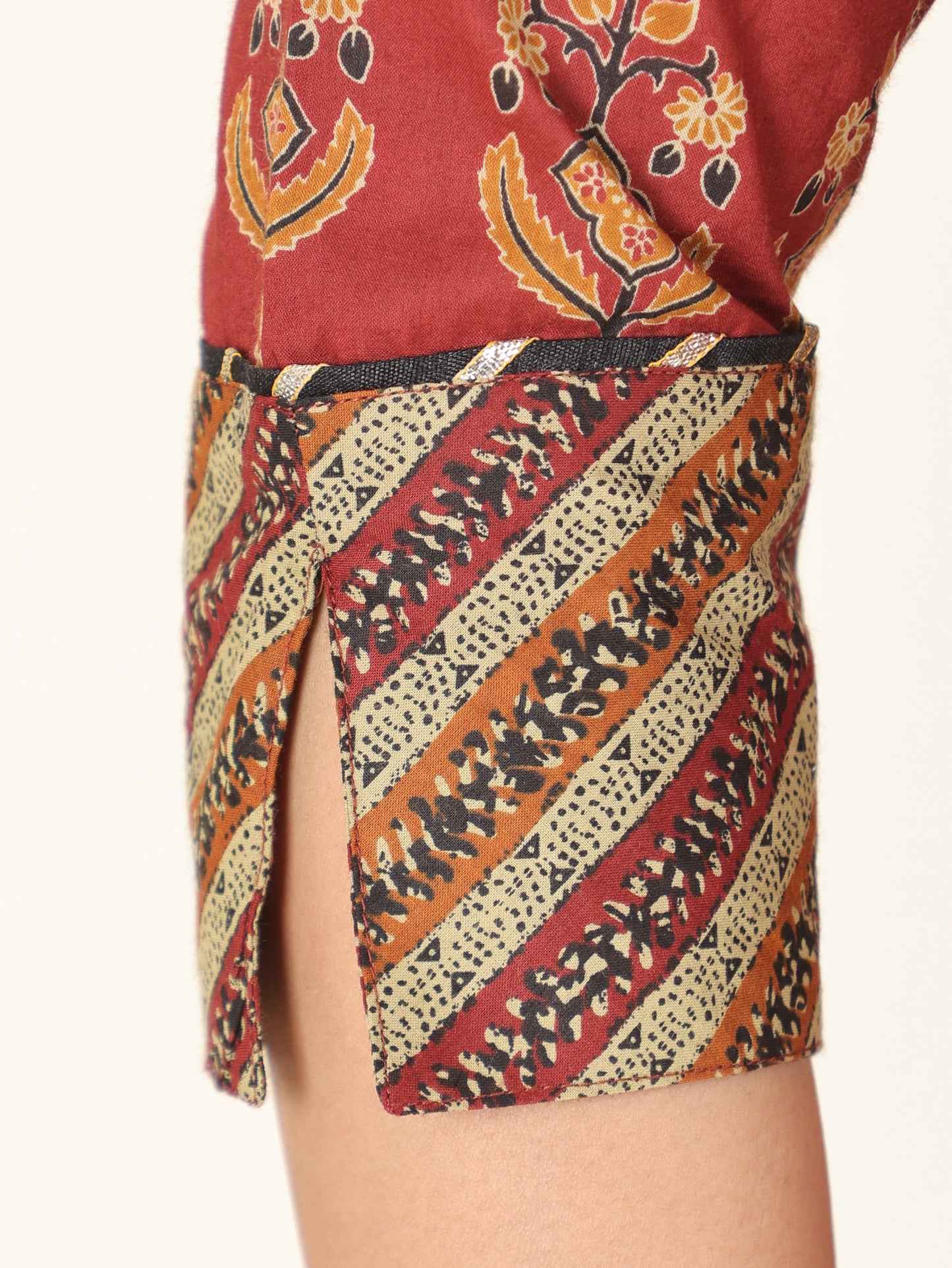 Soft Cotton Floral Straight Red Kurta