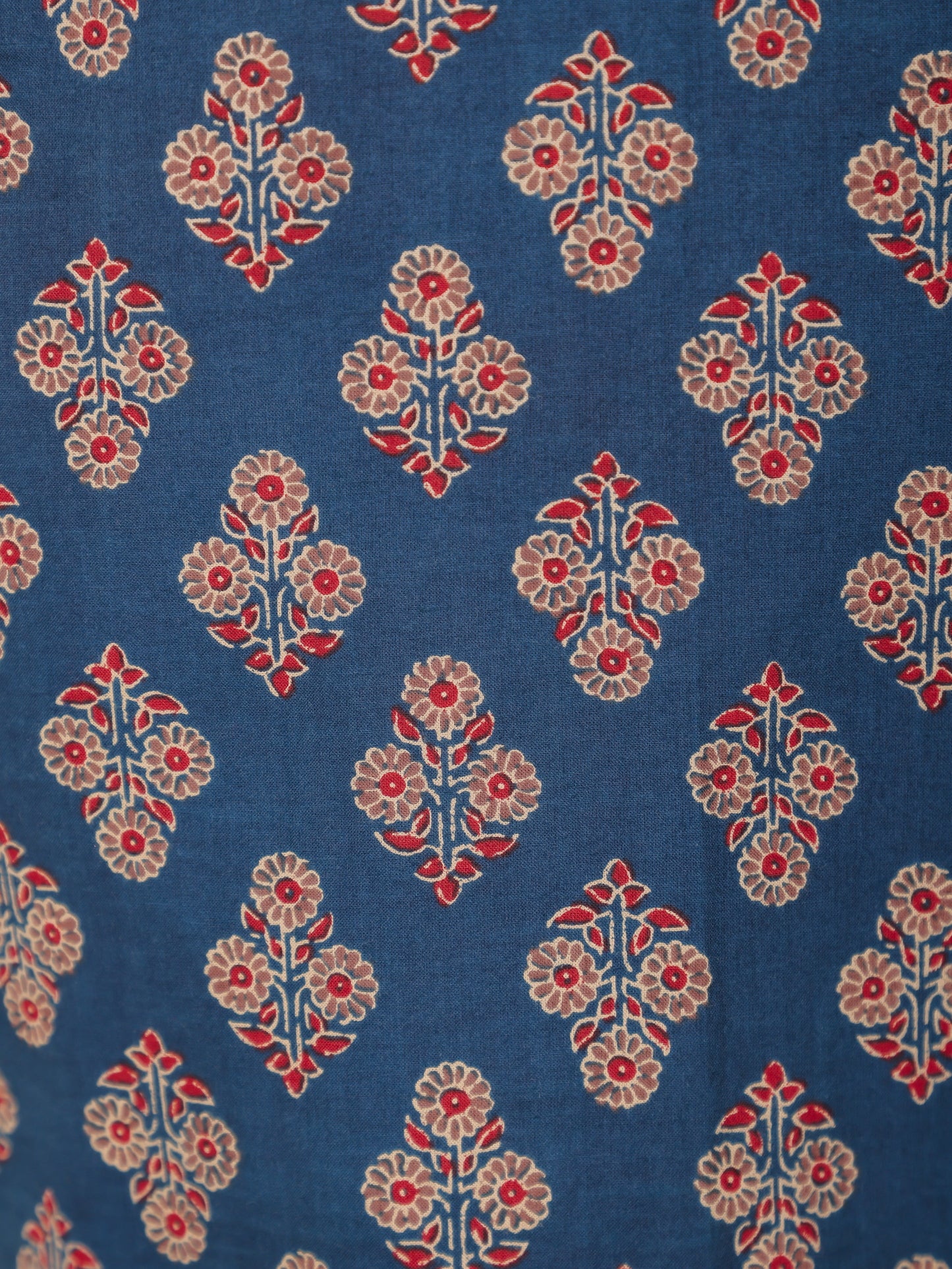 Soft Cotton Floral A-line Blue Kurta