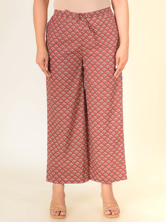 Soft Cotton Floral Maroon Palazzo