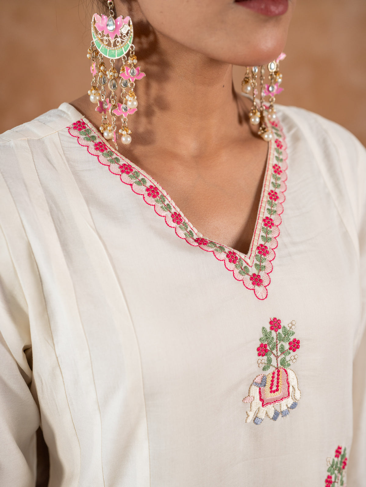 Embroidered Chanderi Solid Anarkali Sage Green Kurta