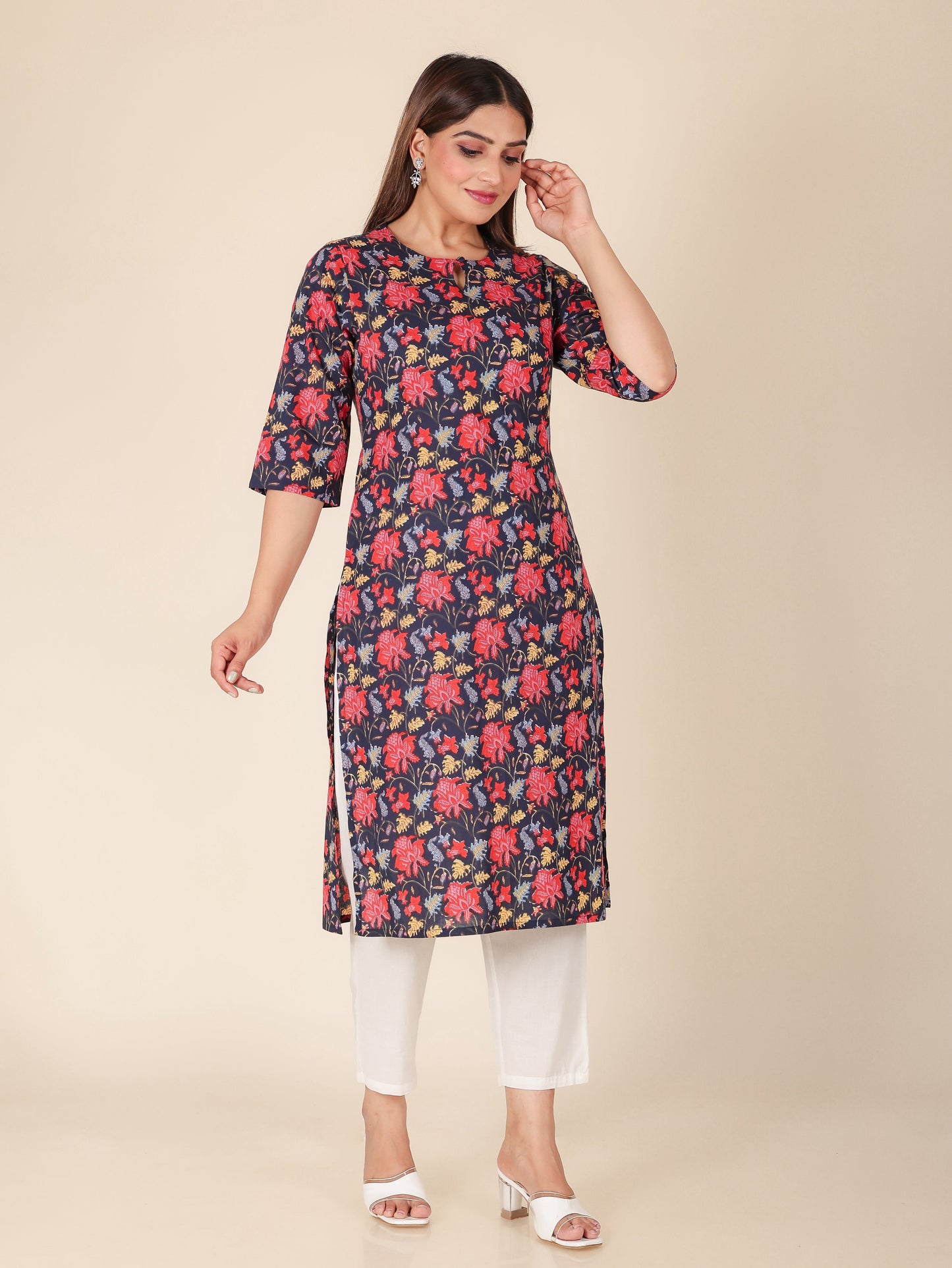 Soft Cotton Floral Kurta