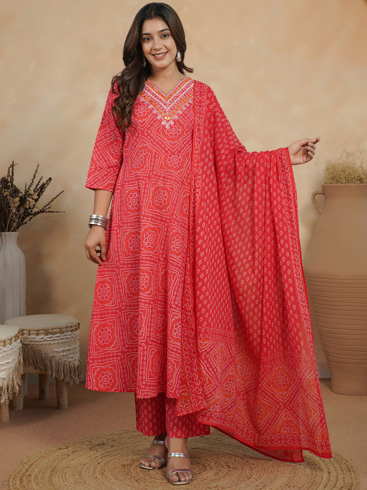 cotton voile bandhani red dupatta