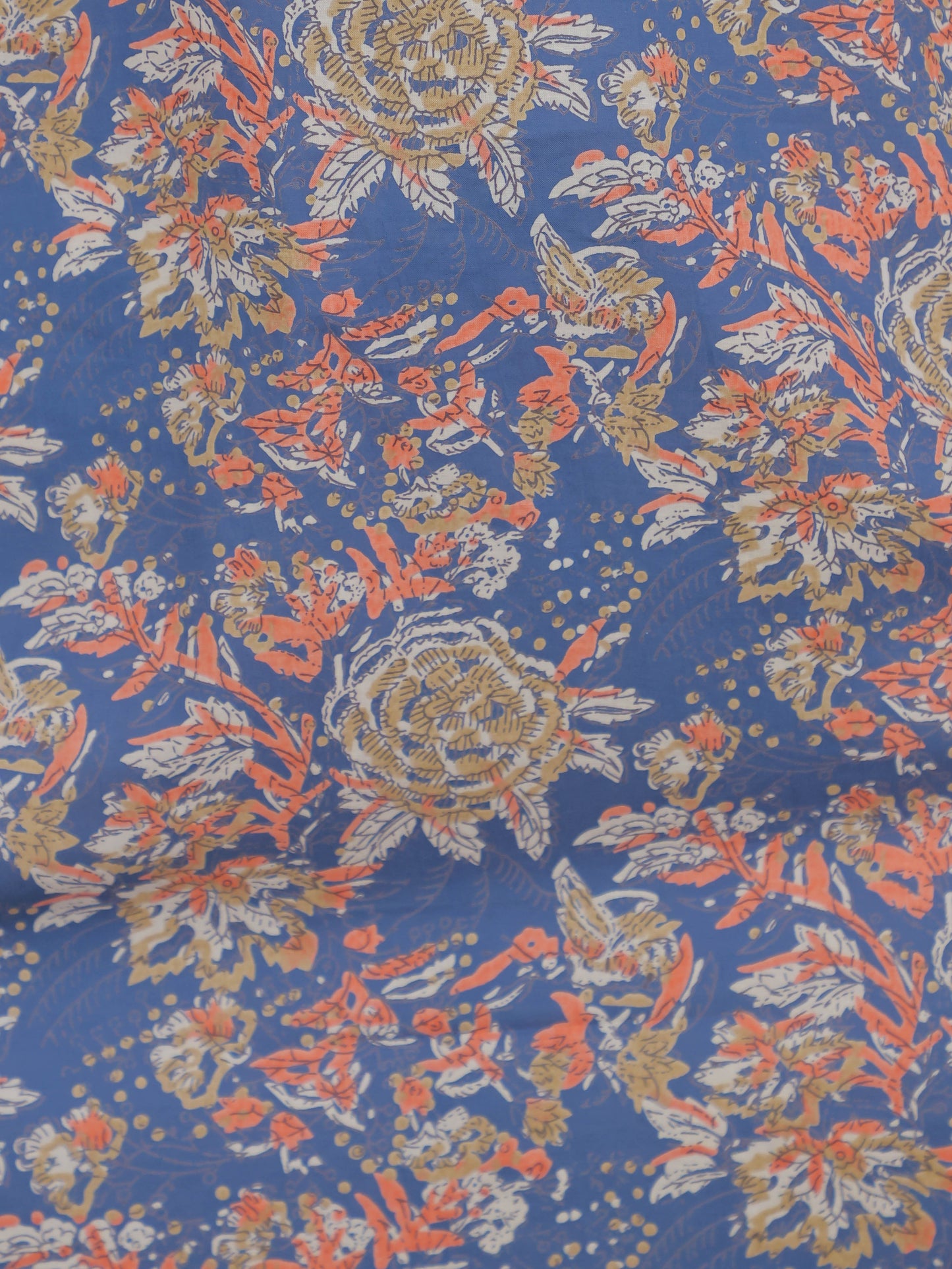 Soft Cotton Floral Straight Blue Kurta