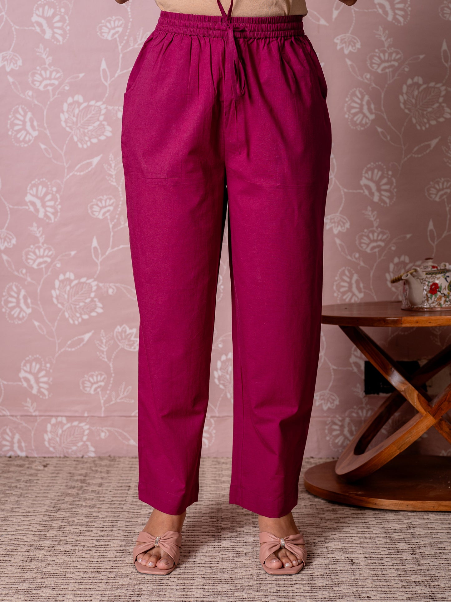 Soft cotton Solid Wine Palazzo