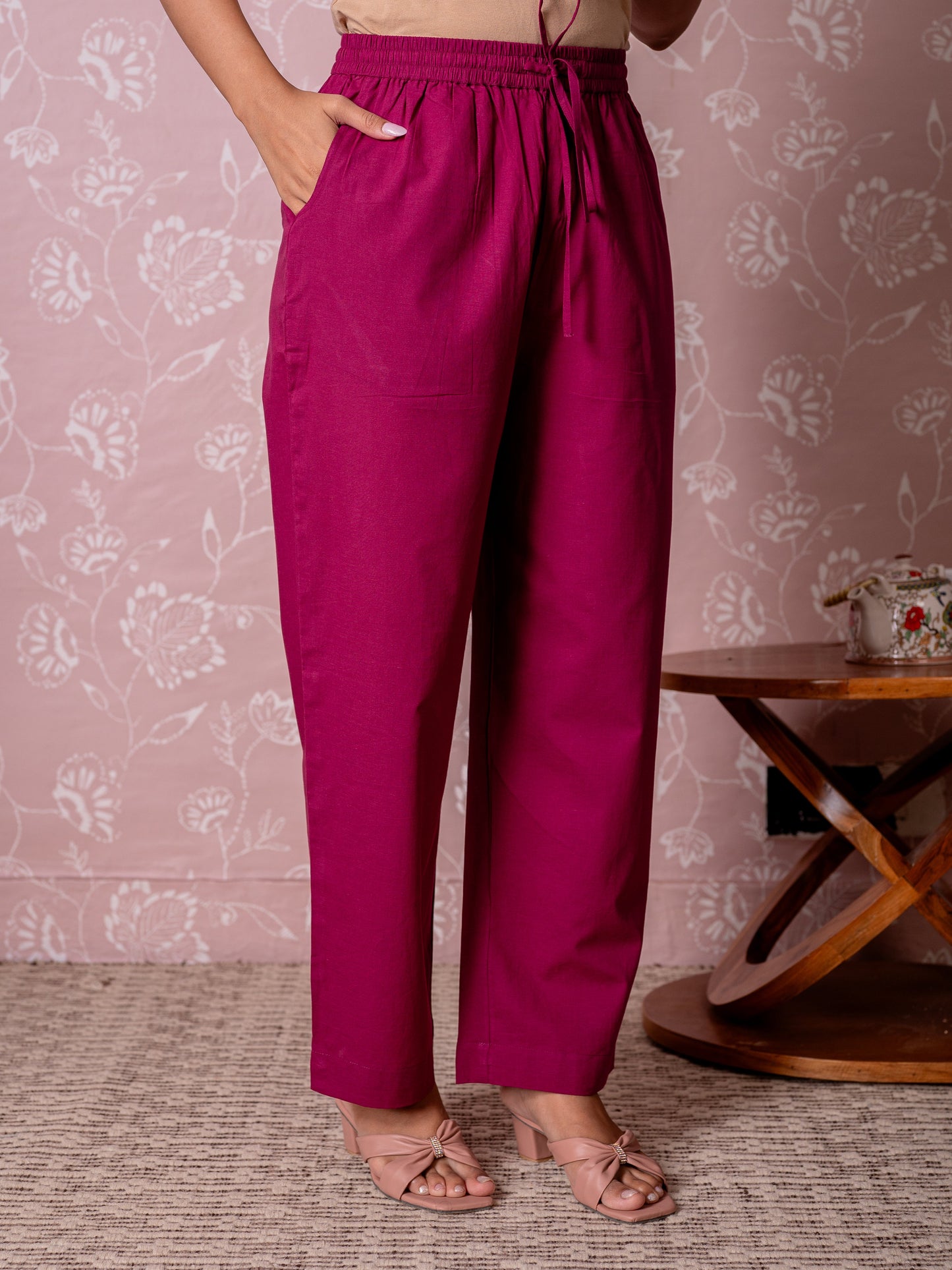 Soft cotton Solid Wine Palazzo