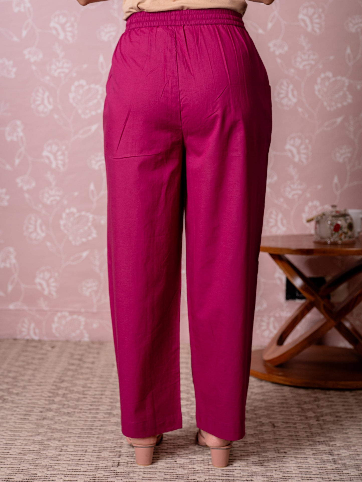 Soft cotton Solid Wine Palazzo