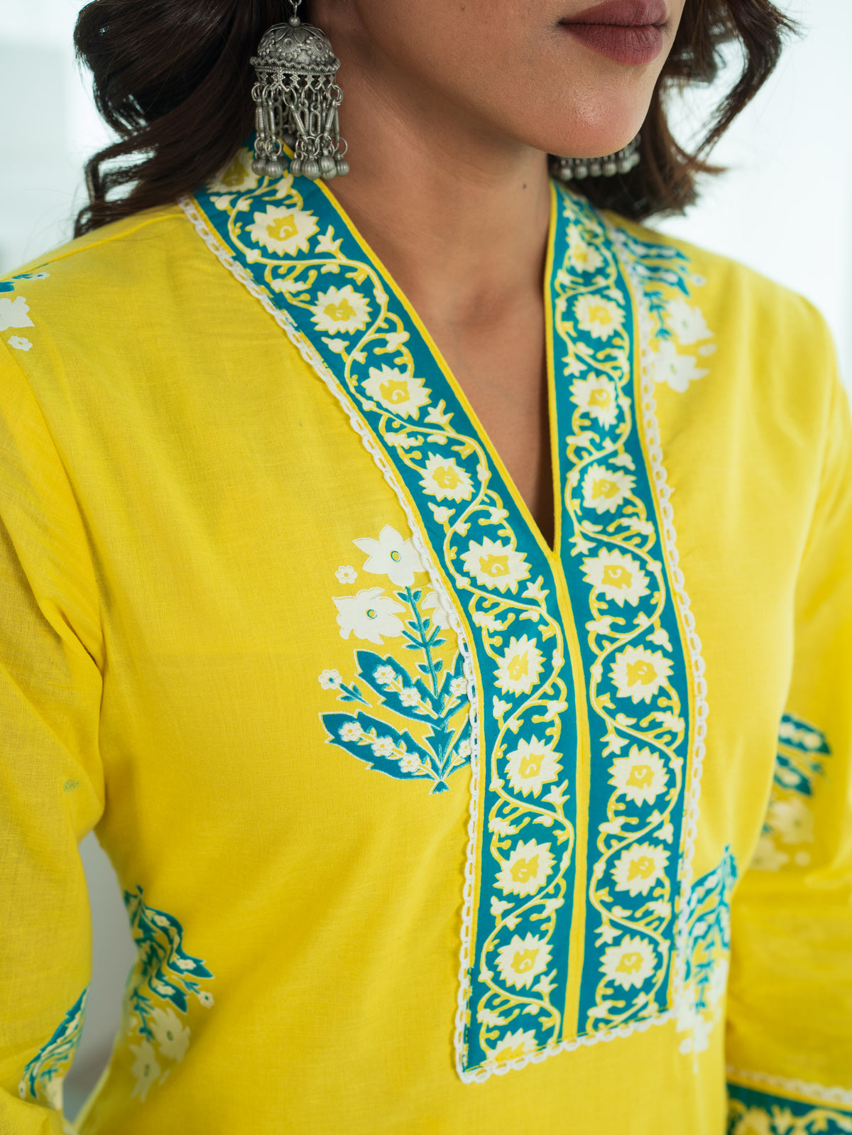 Soft Cotton Floral Straight Yellow Kurta