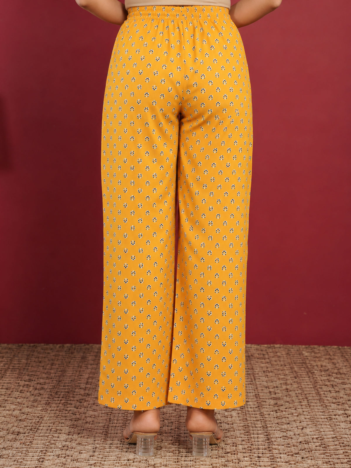 Soft Cotton Geometric A-line Orange Kurta