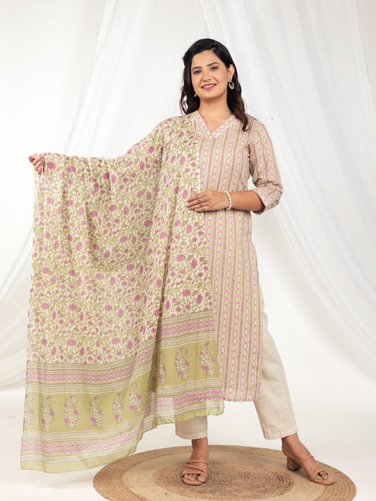 Voile Cotton Floral White Dupatta