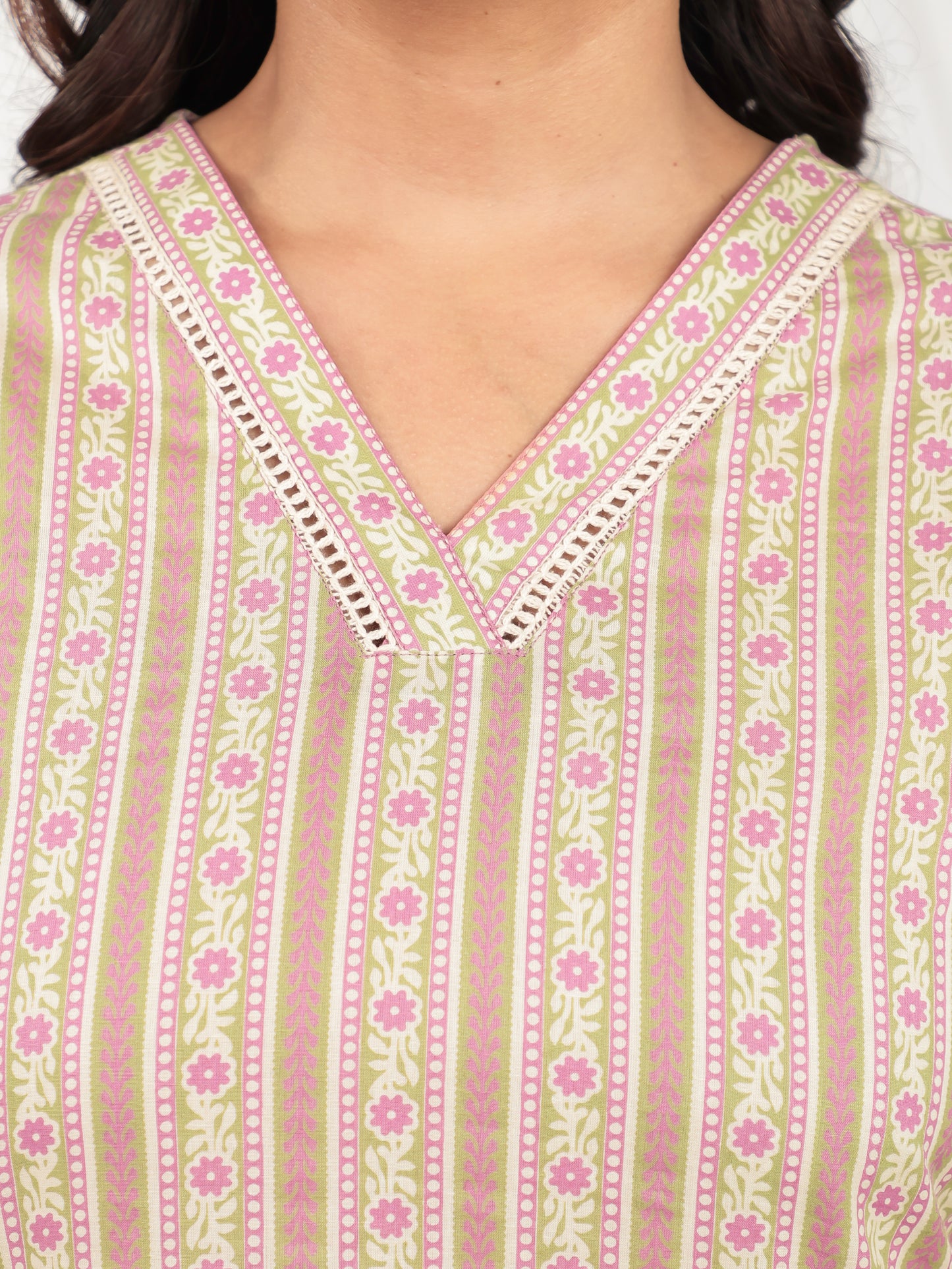 Soft Cotton Striped Straight White Kurta