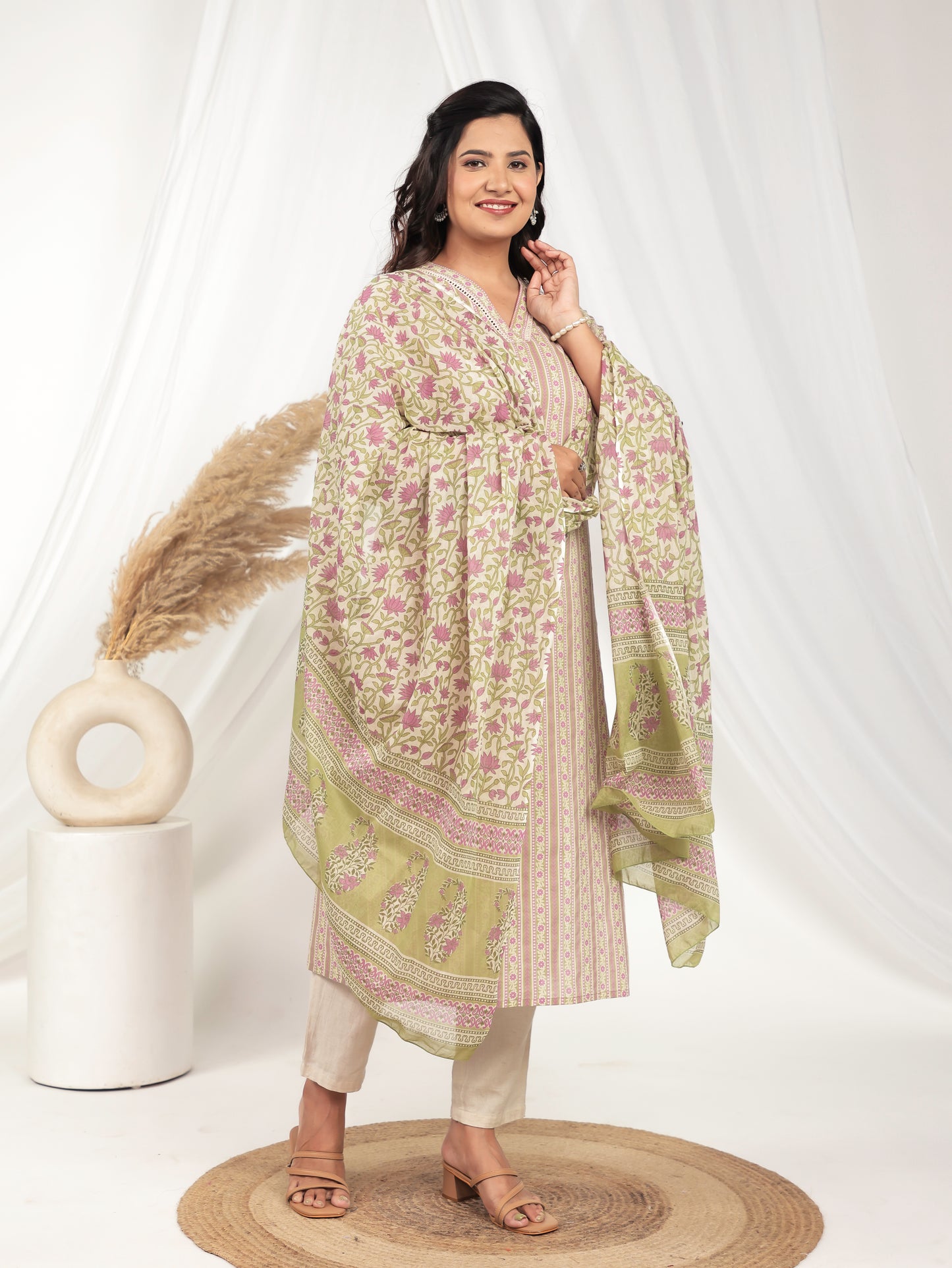 Soft Cotton Striped Straight White Kurta