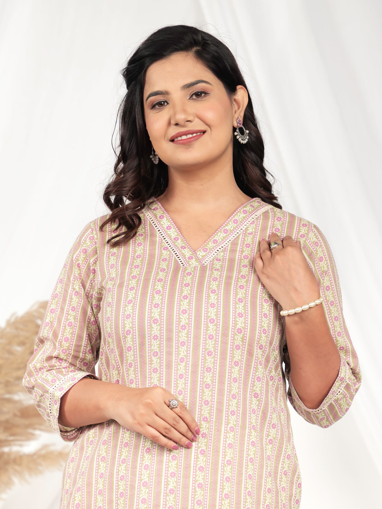 Soft Cotton Striped Straight White Kurta