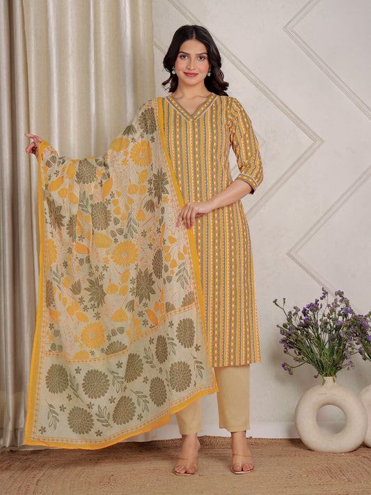 Cotton Voile Floral Off White Dupatta