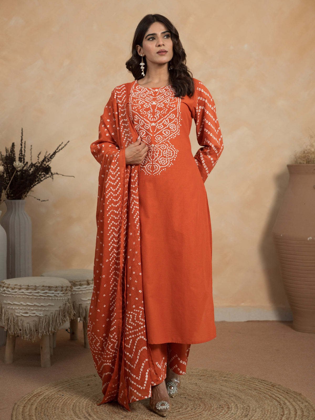 Cotton Voile Solid Orange Dupatta