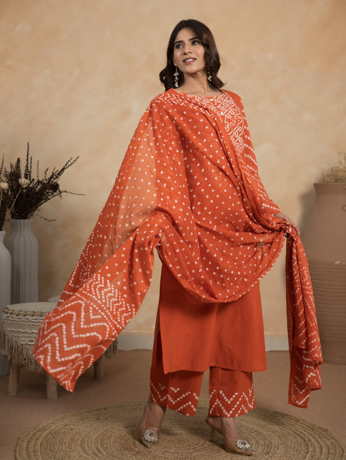 Cotton Voile Solid Orange Dupatta