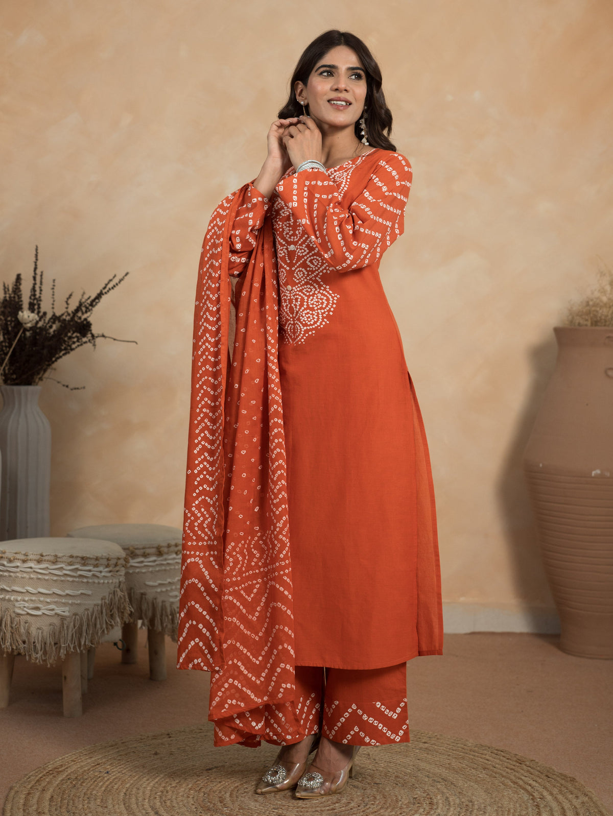 Cotton Voile Solid Orange Dupatta