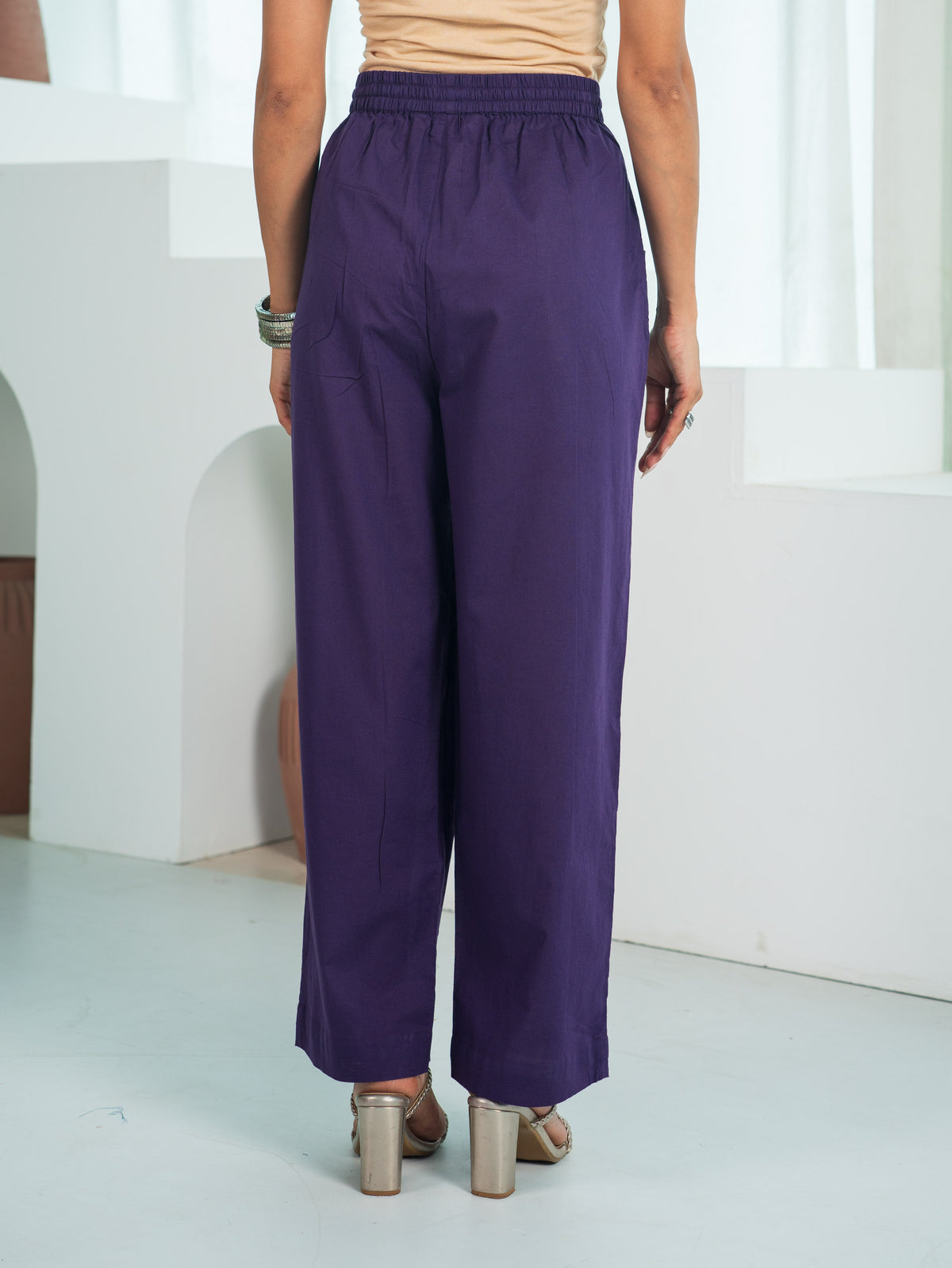 Soft Cotton Solid Violet Trousers