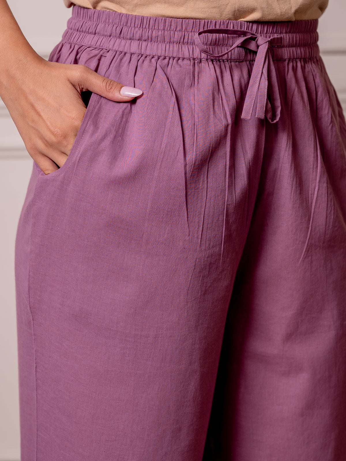 Embroidered Soft Cotton Solid Straight Purple Kurta