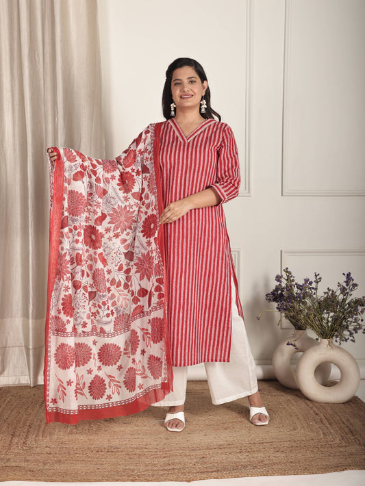 Cotton Voile Floral Beige Dupatta