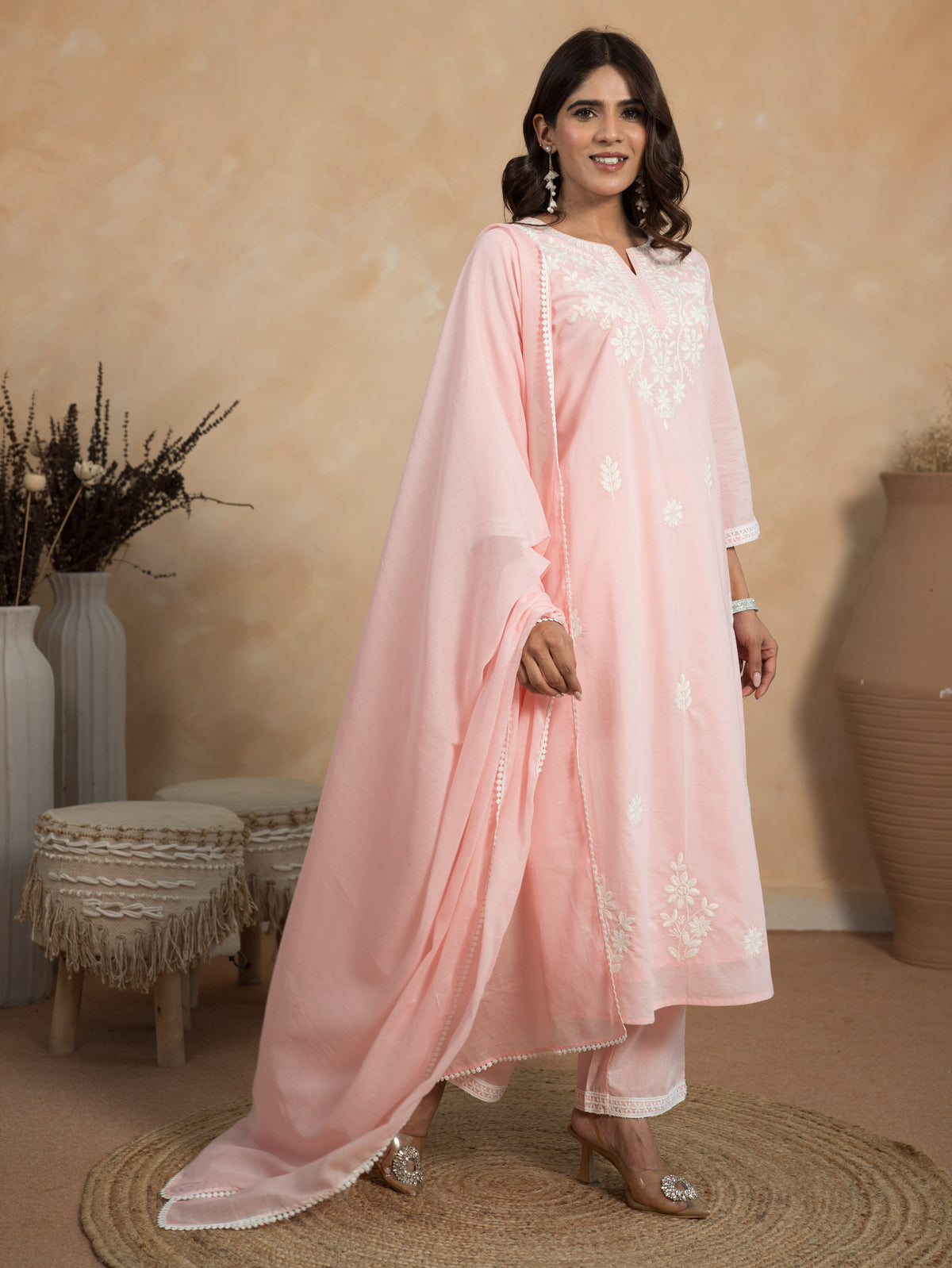 Cotton Voile Solid Pink Dupatta