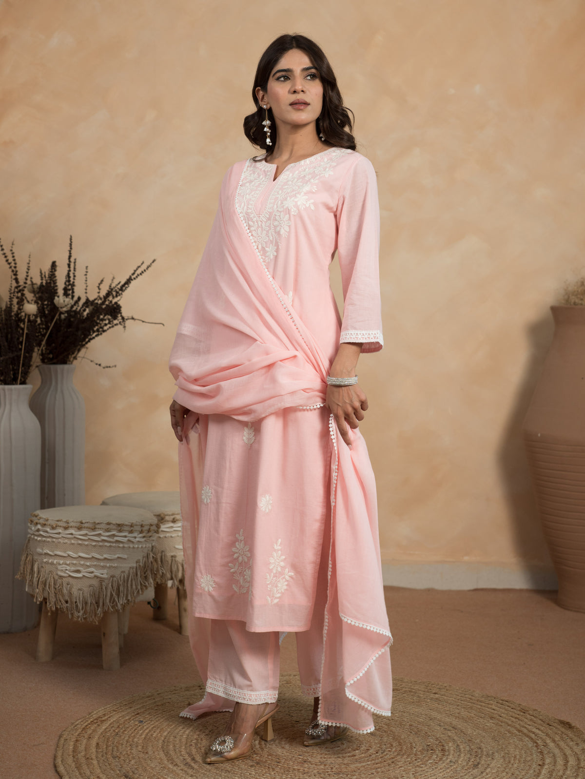 Cotton Voile Solid Pink Dupatta