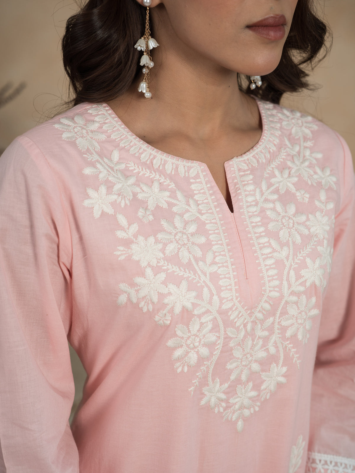 Embroidered Soft Cotton Solid Straight Pink Kurta