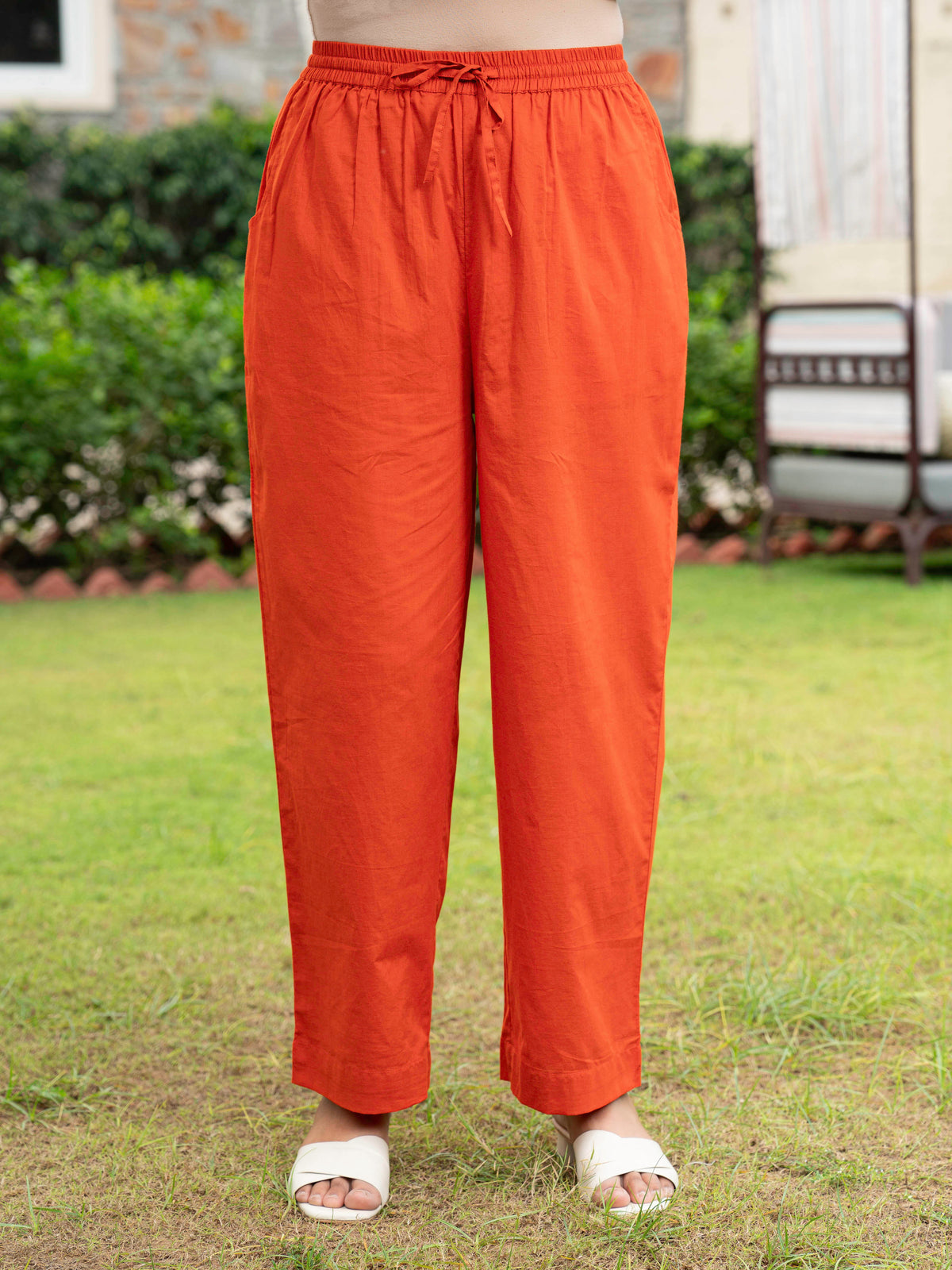 Embroidered Soft Cotton Floral Straight Orange Kurta