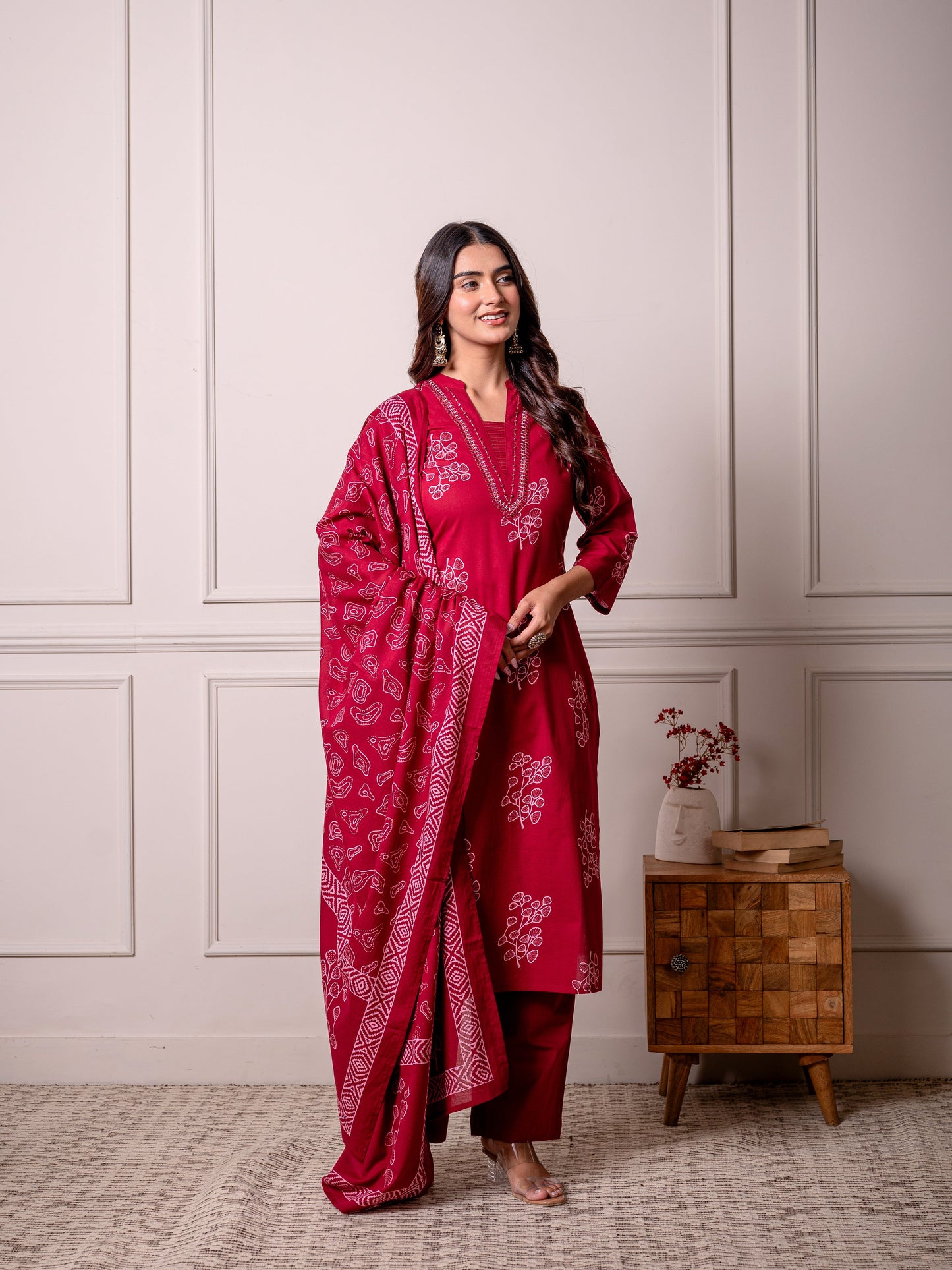Cotton voile Butta Red Dupatta