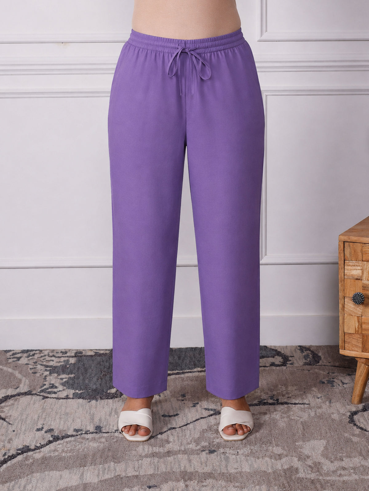 Embroidered Soft Cotton Bandhani Flared Lavender Kurta