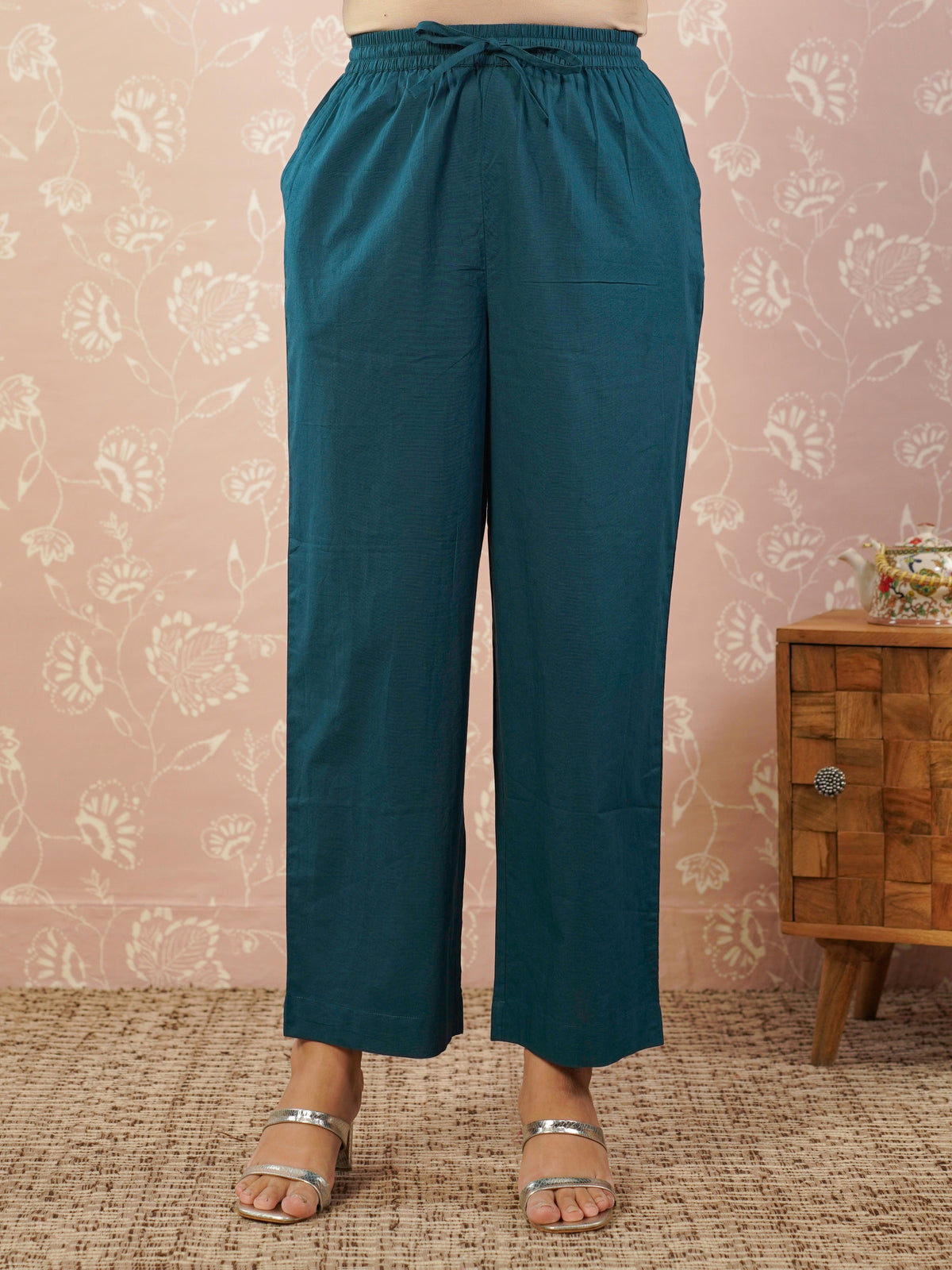 viscose solid teal palazzo