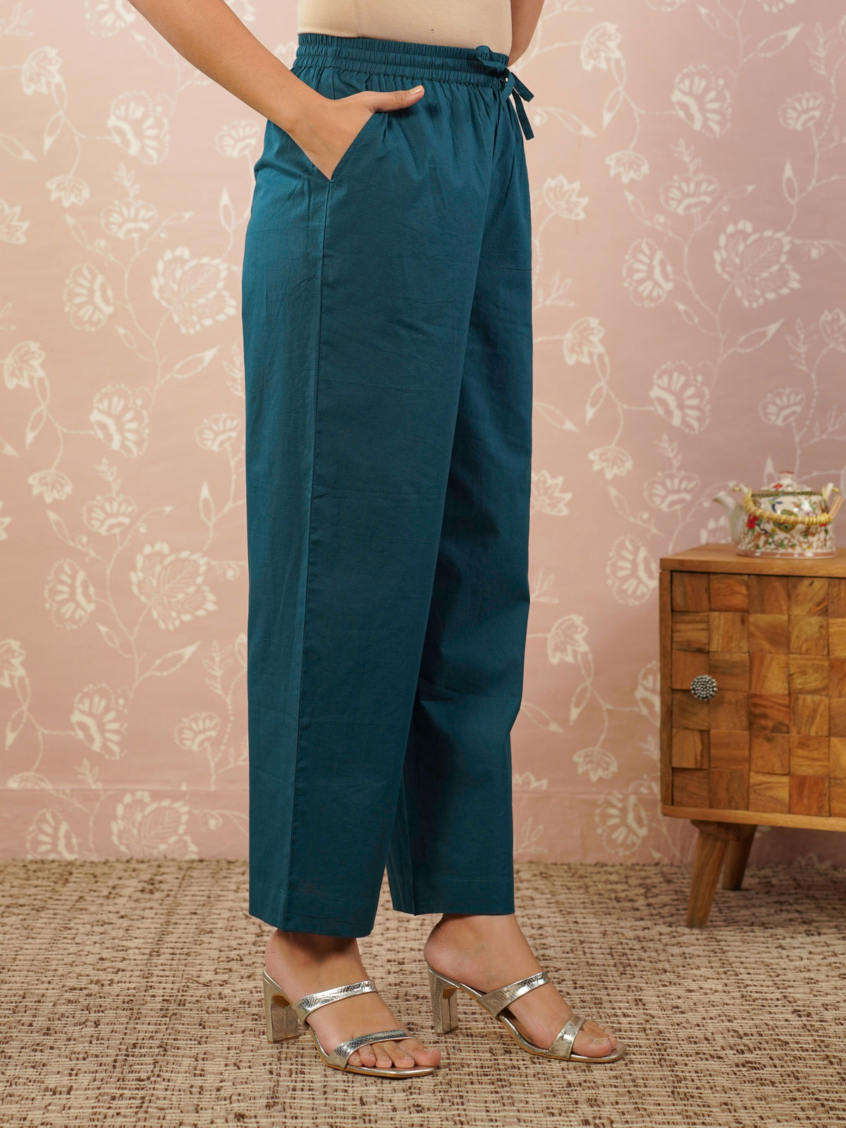 viscose solid teal palazzo