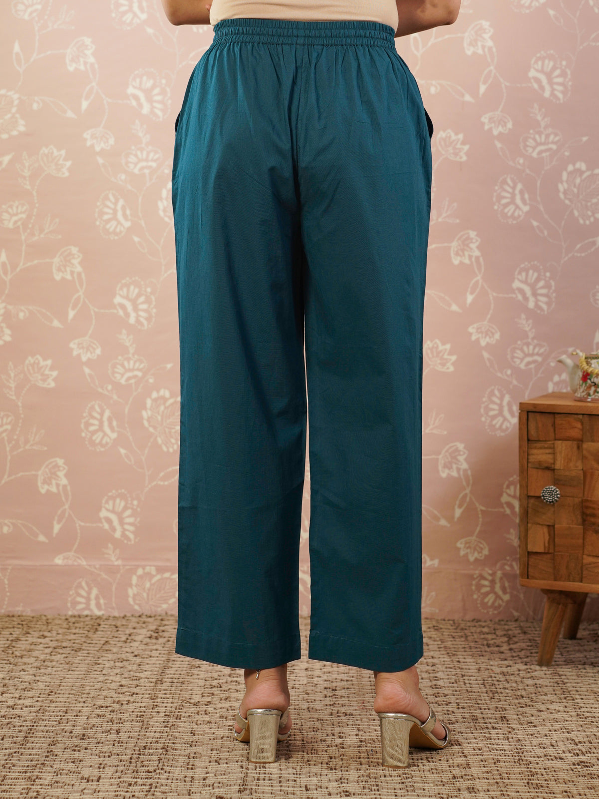viscose solid teal palazzo