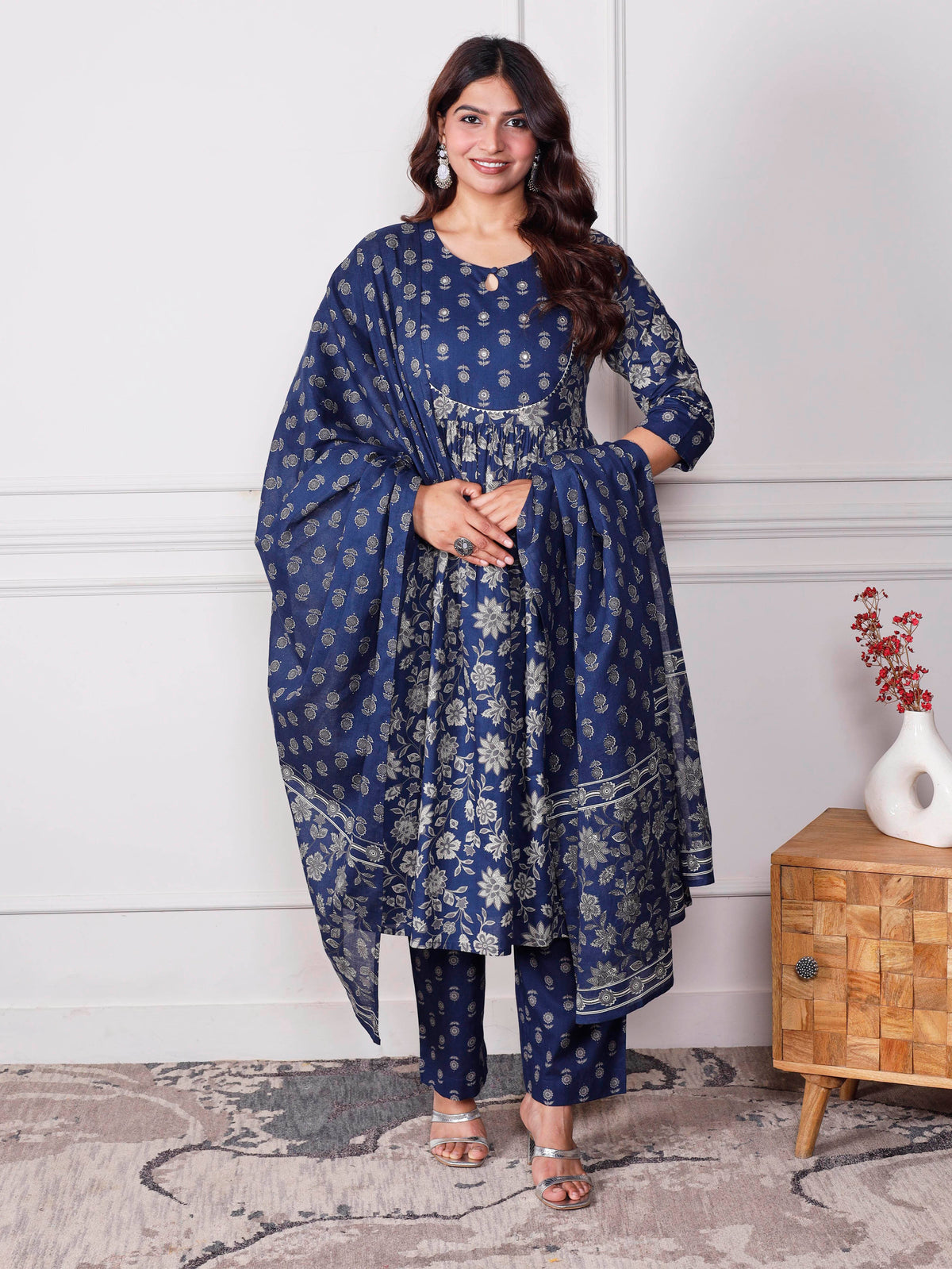 Cotton Voile Jaal Indigo Blue Dupatta