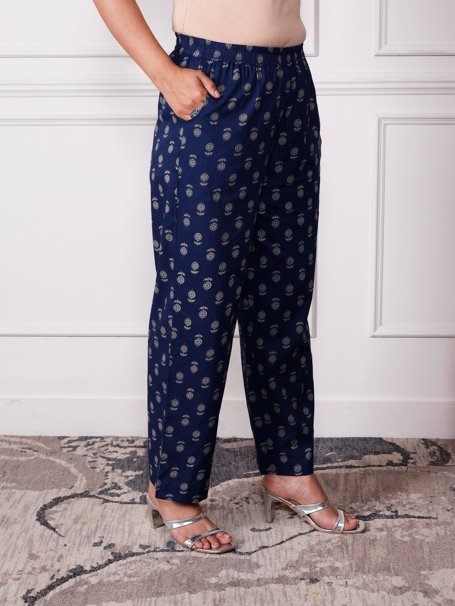 Embroidered Soft cotton Jaal Flared Indigo blue Kurta