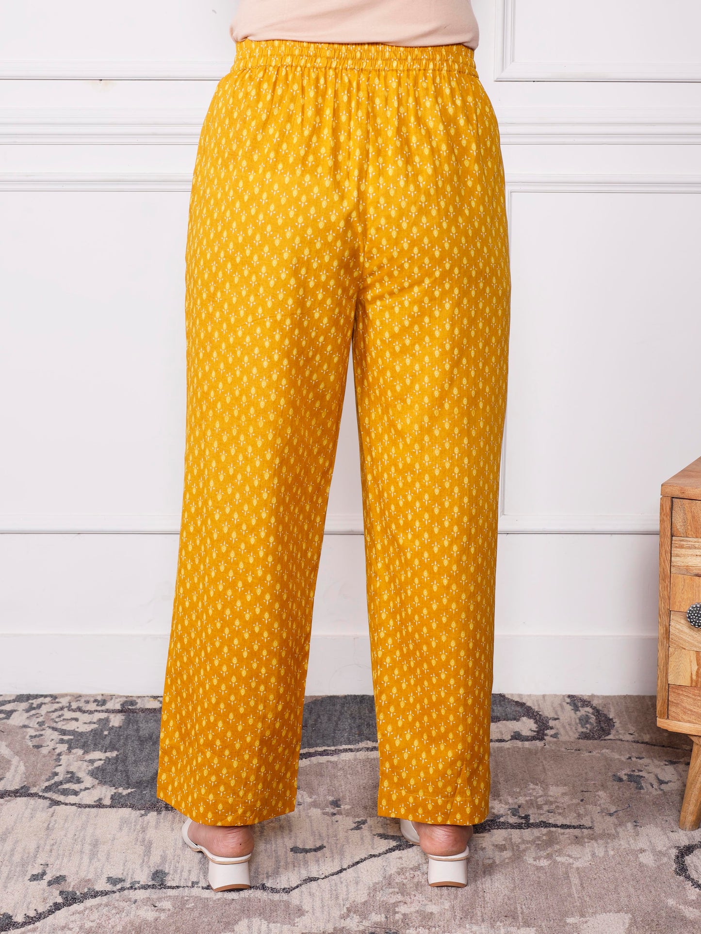 Soft cotton Butti Mustard Straight Trousers