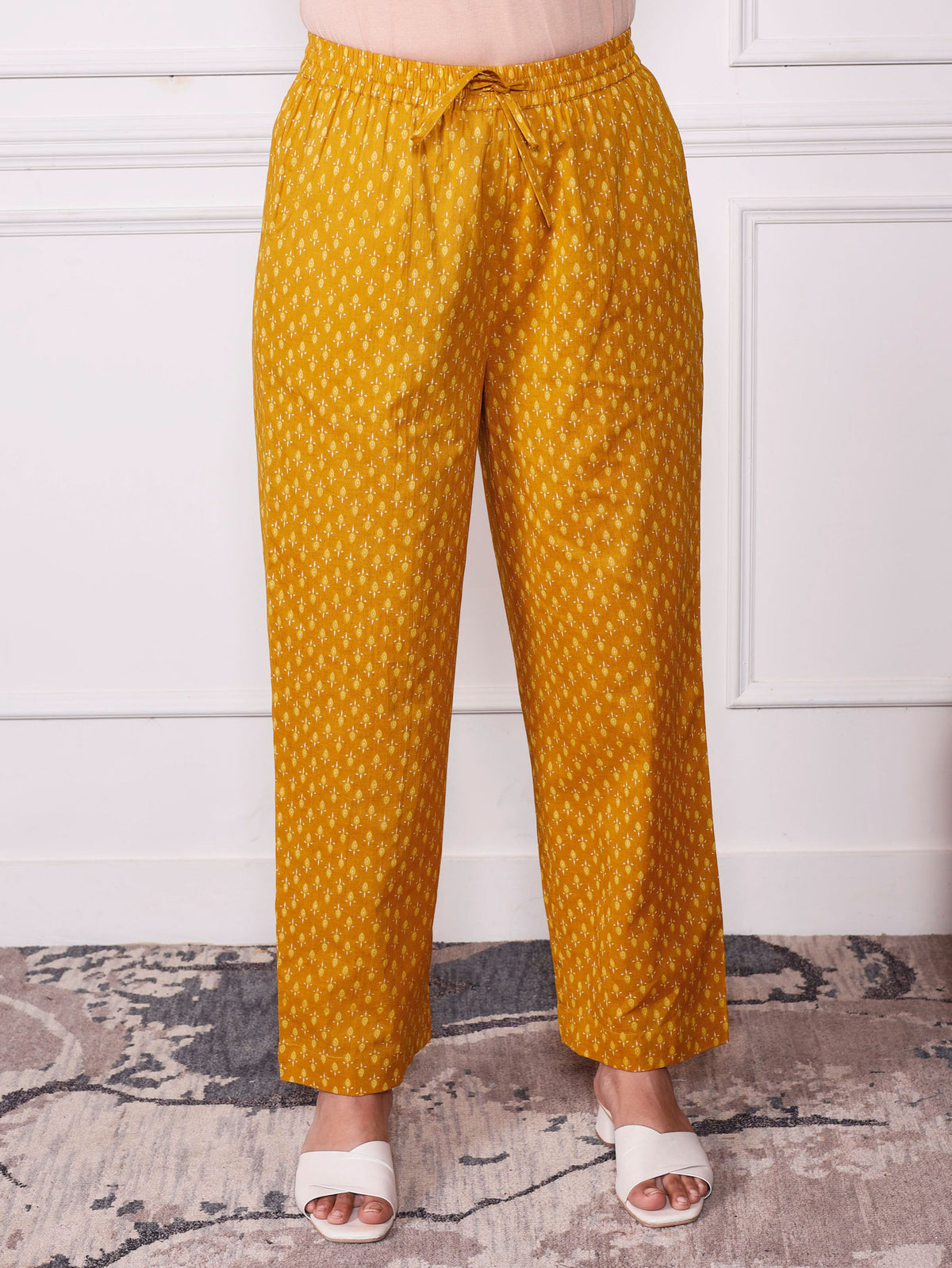 Soft Cotton Floral Anarkali Mustard Kurta