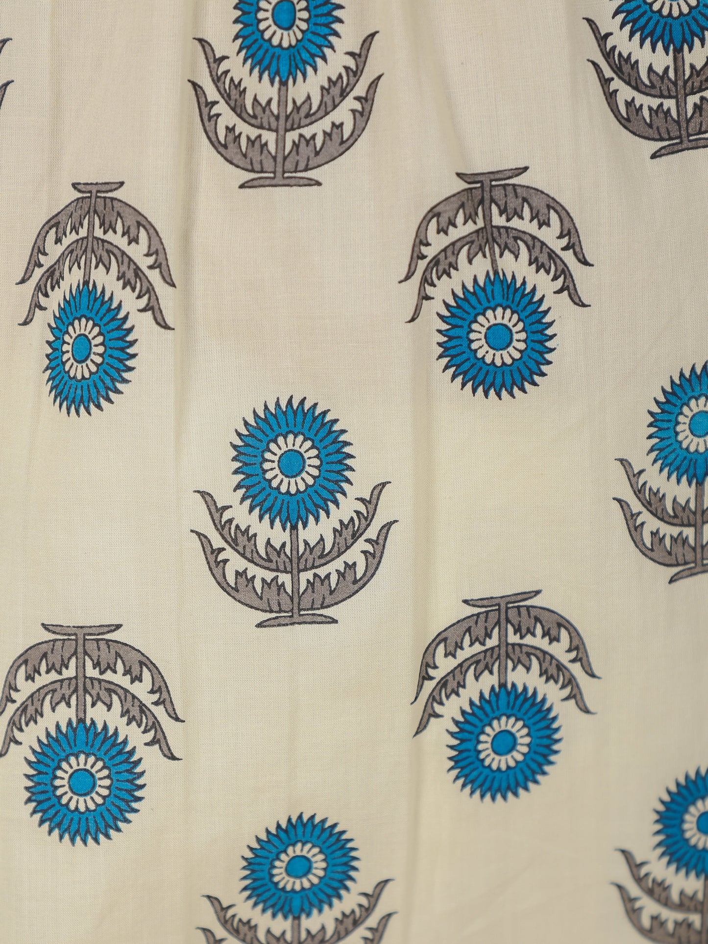Soft Cotton Floral A-line White Kurti
