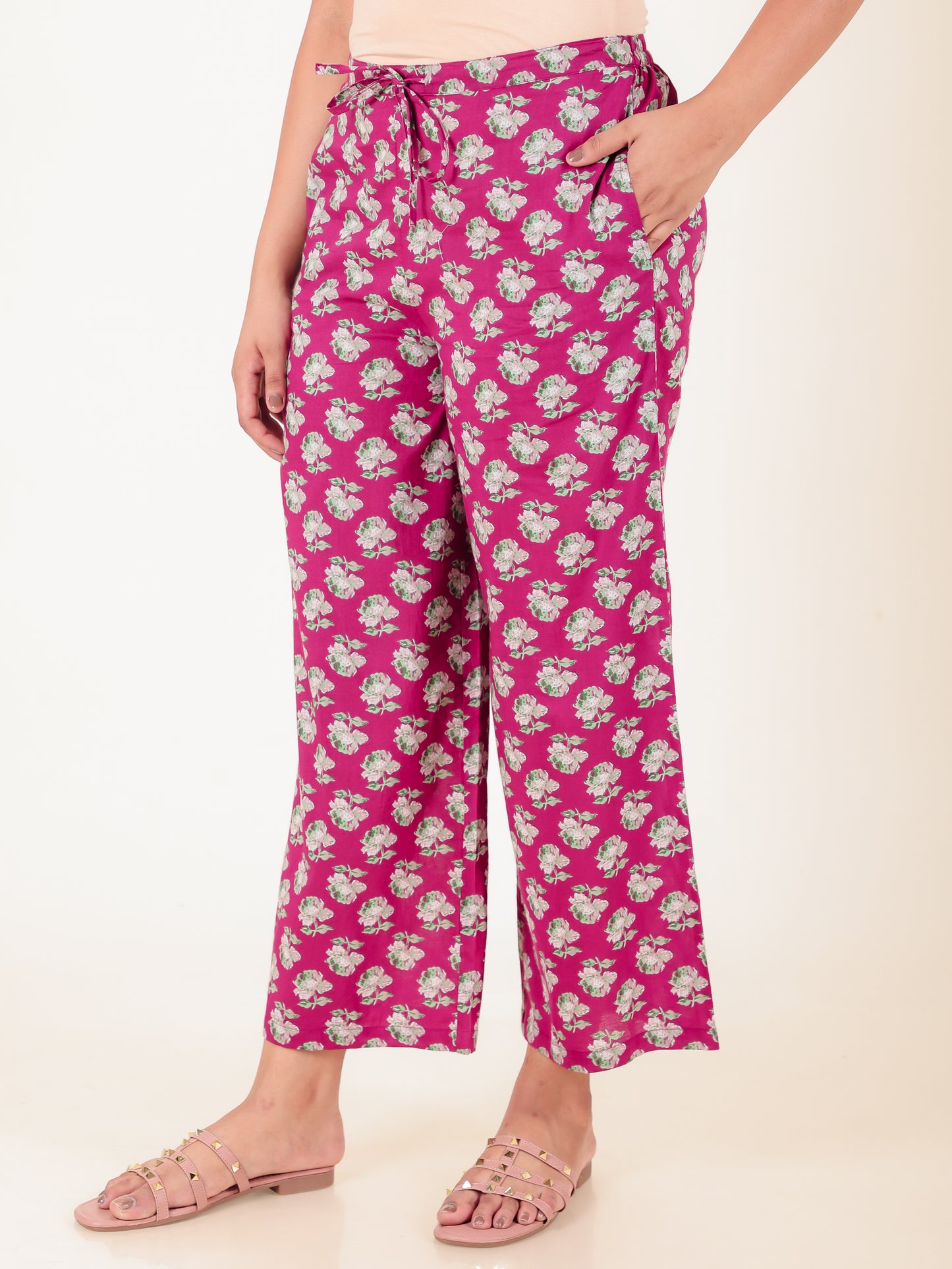 Soft Cotton Floral A-line Pink Kurta