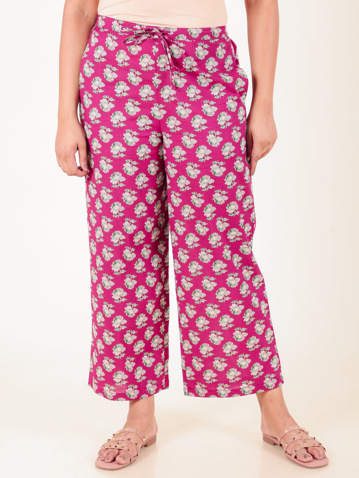 Soft Cotton Floral A-line Pink Kurta