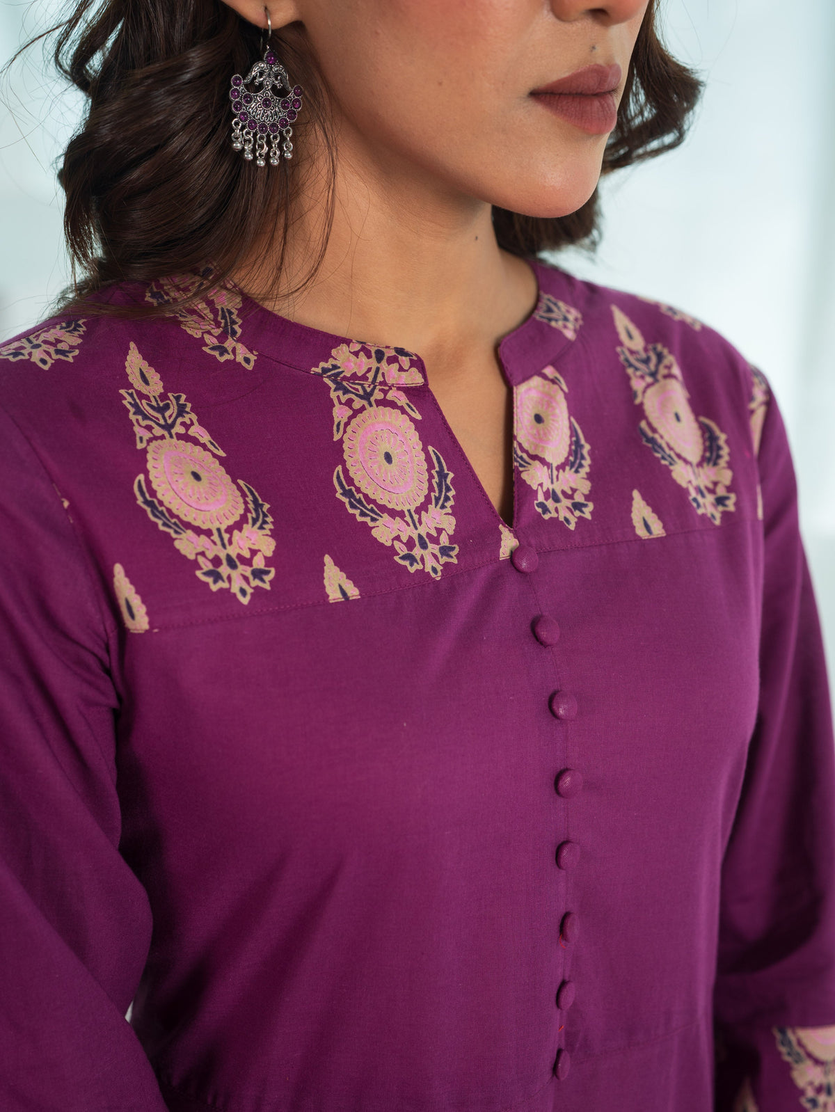 Soft Cotton Butta Anarkali Purple Kurta