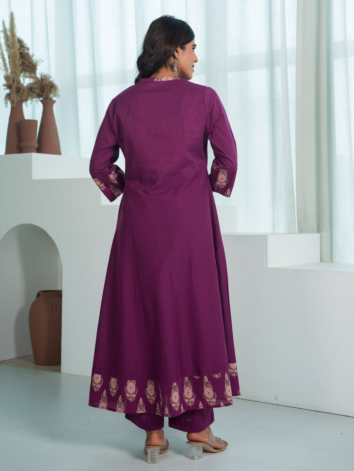 Soft Cotton Butta Anarkali Purple Kurta