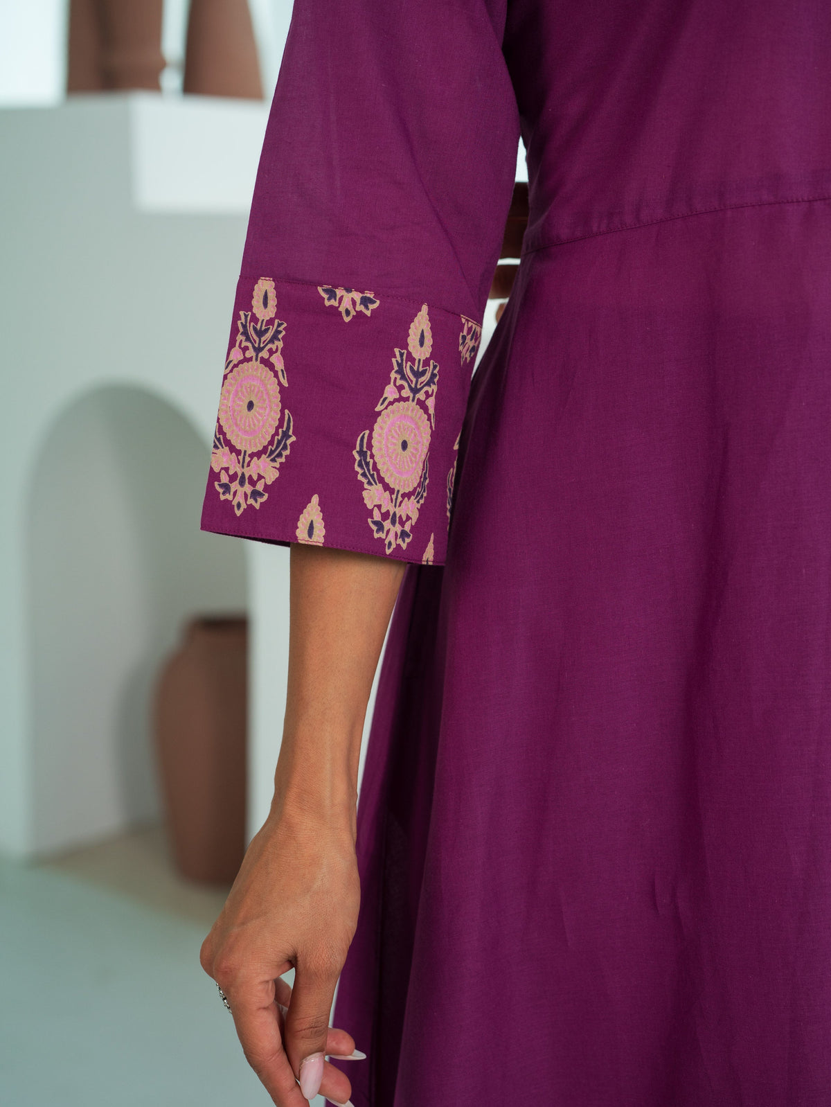 Soft Cotton Butta Anarkali Purple Kurta