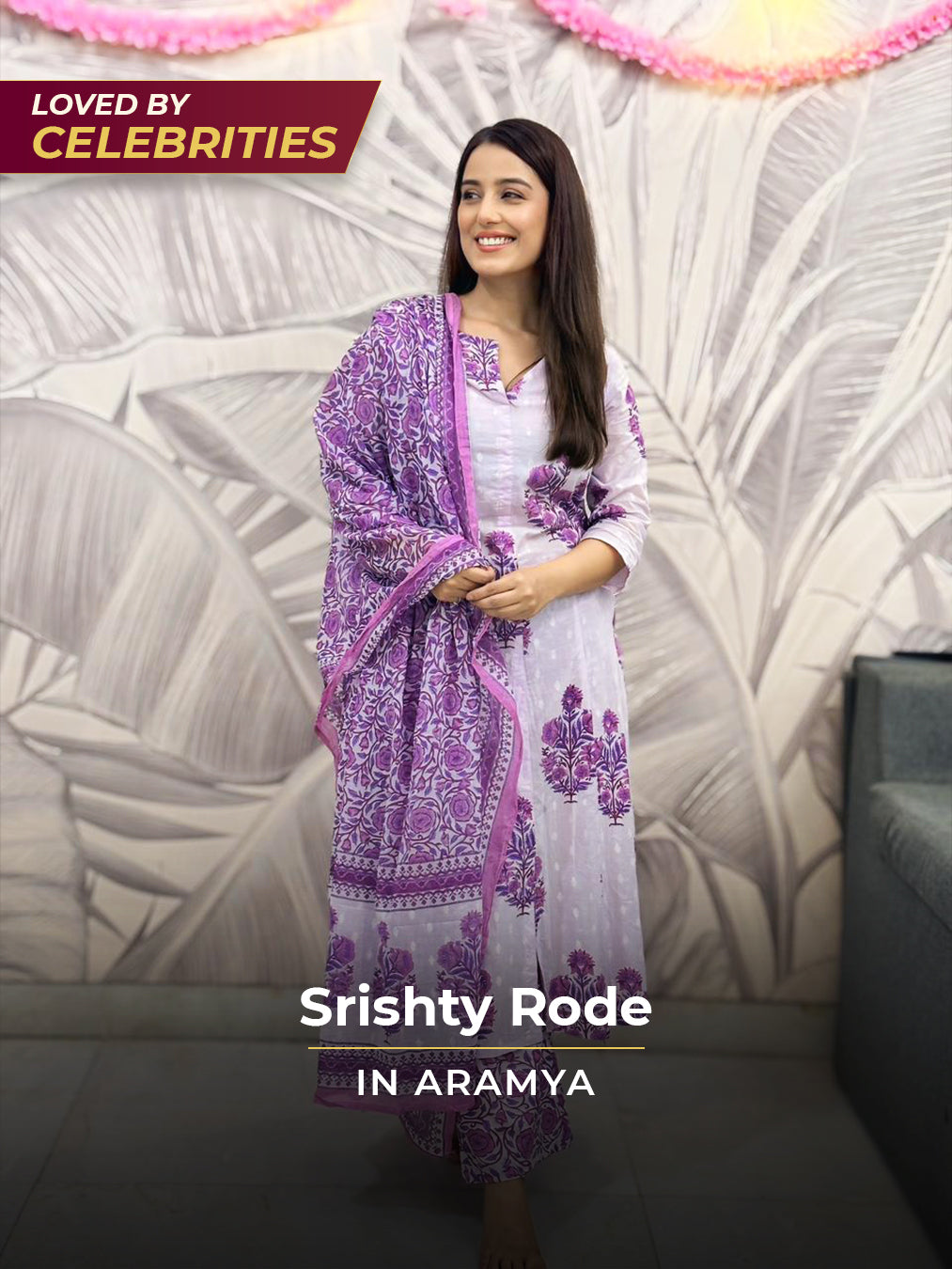 Soft Cotton Floral Flared Mauve Kurta