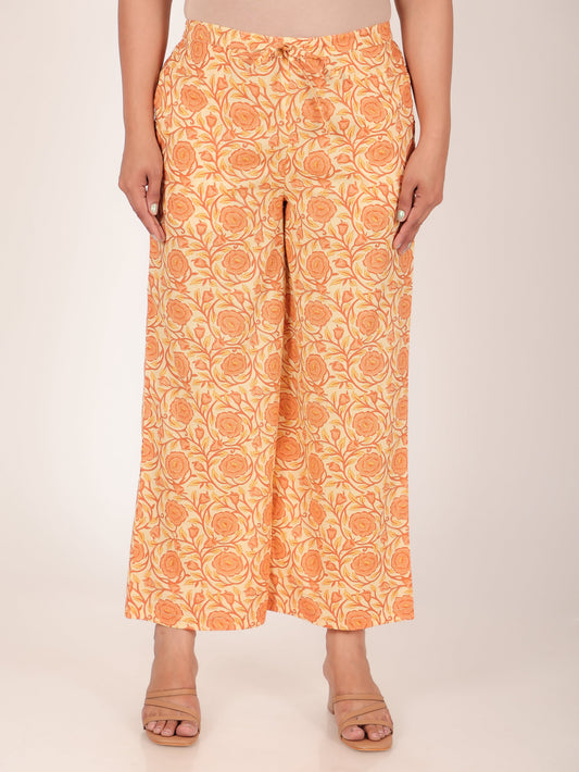 Soft Cotton Floral Yellow Palazzo