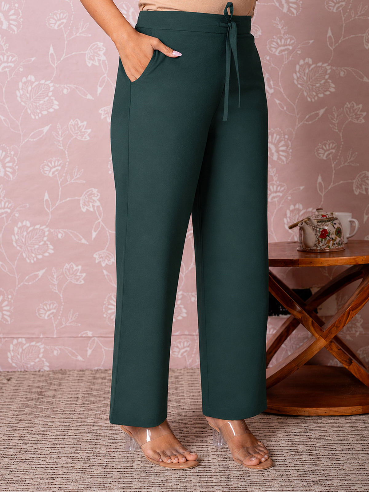 Soft Cotton Butta Straight Green Kurta